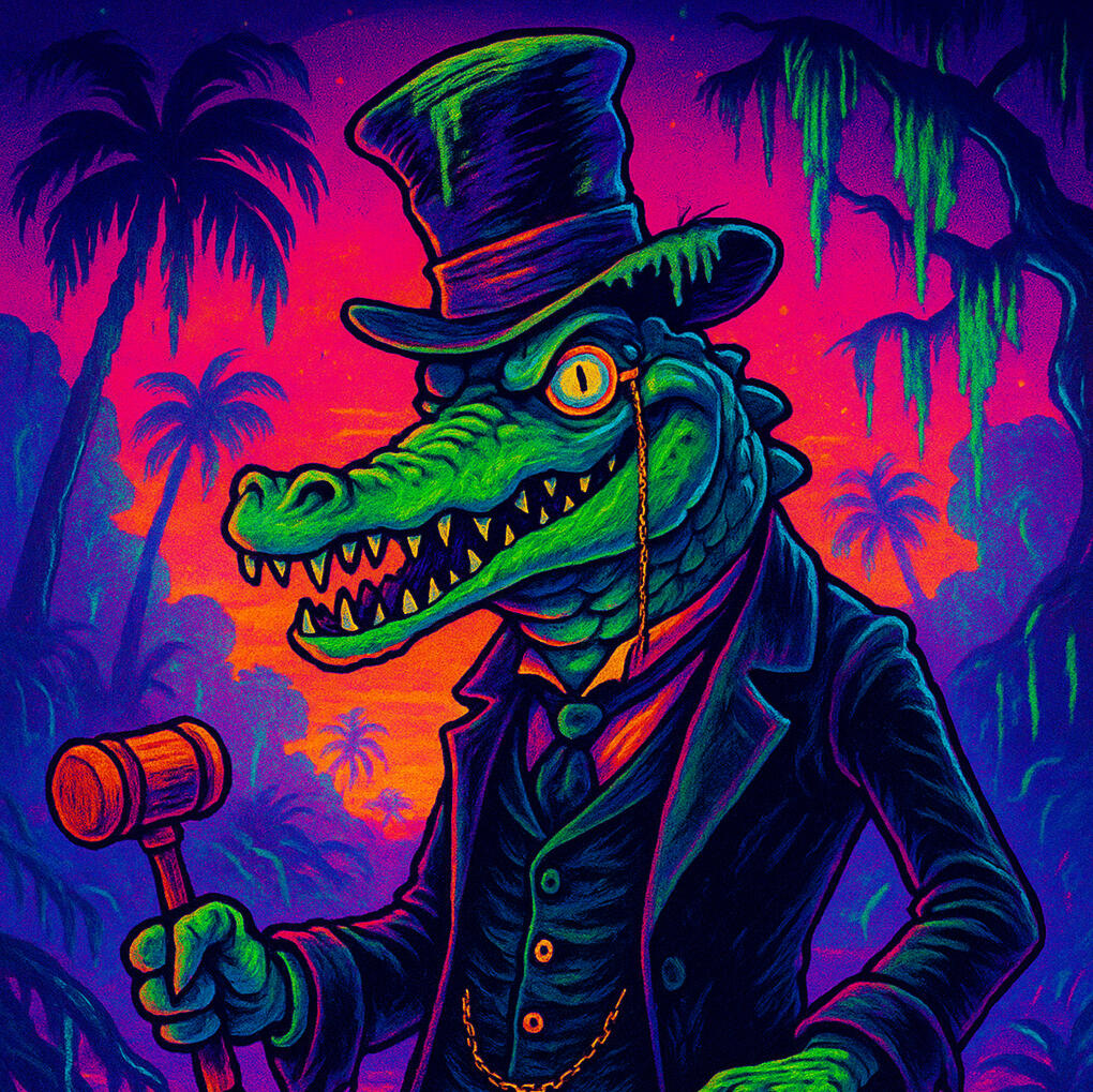 Sunset Swamp Market Auctioneer Mascot
